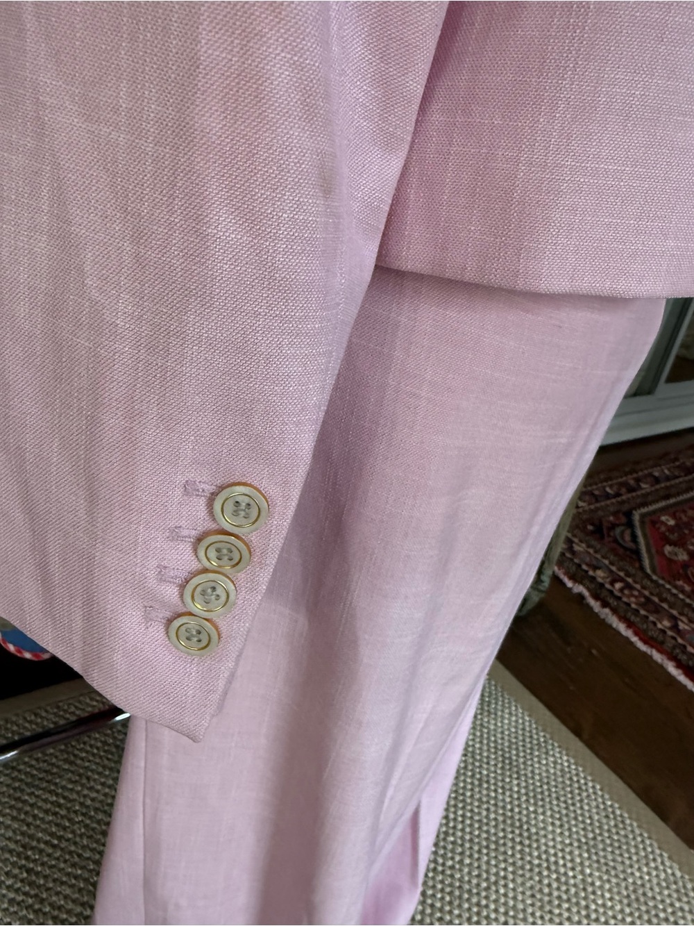 Ann Taylor Light Pink Collarless Cropped Blazer and Trousers - Picture 4 of 7